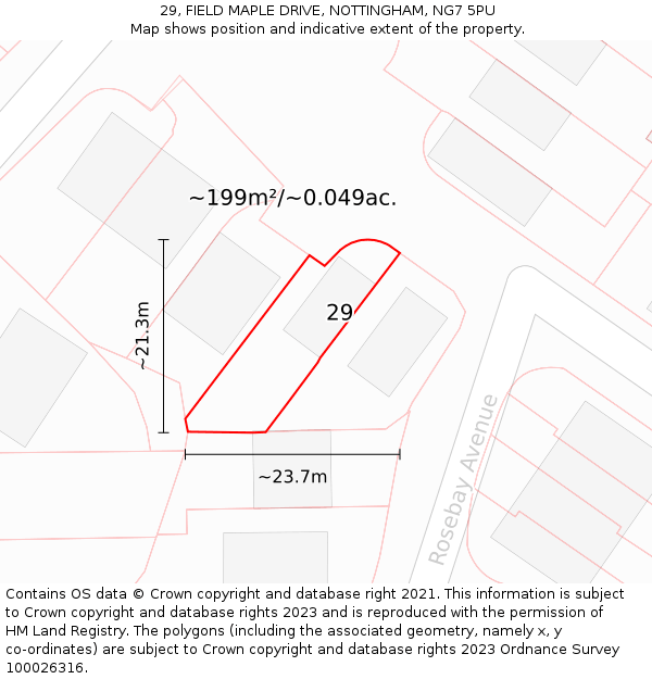 29, FIELD MAPLE DRIVE, NOTTINGHAM, NG7 5PU: Plot and title map