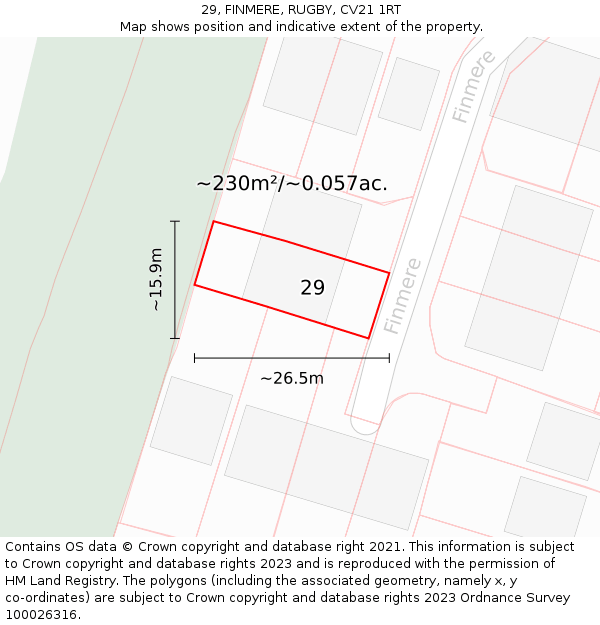 29, FINMERE, RUGBY, CV21 1RT: Plot and title map