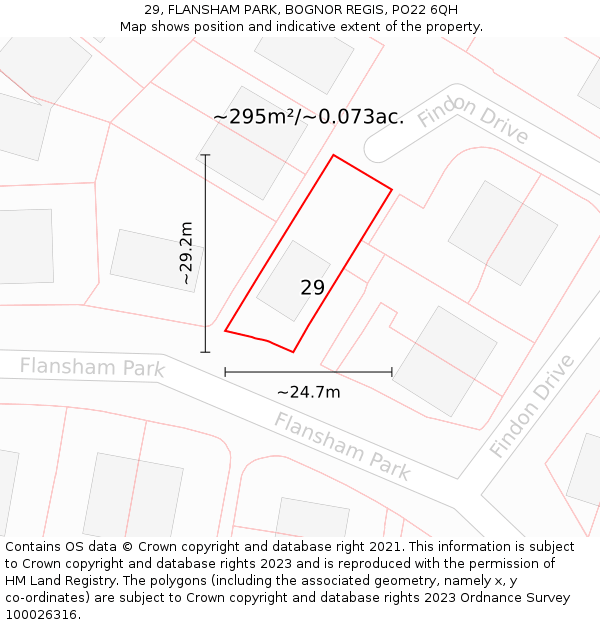 29, FLANSHAM PARK, BOGNOR REGIS, PO22 6QH: Plot and title map