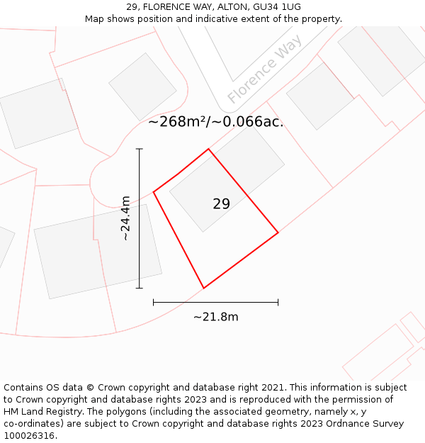 29, FLORENCE WAY, ALTON, GU34 1UG: Plot and title map