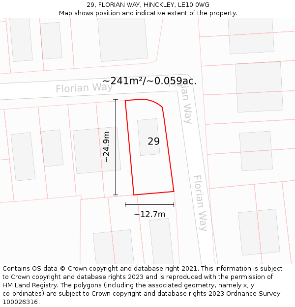 29, FLORIAN WAY, HINCKLEY, LE10 0WG: Plot and title map