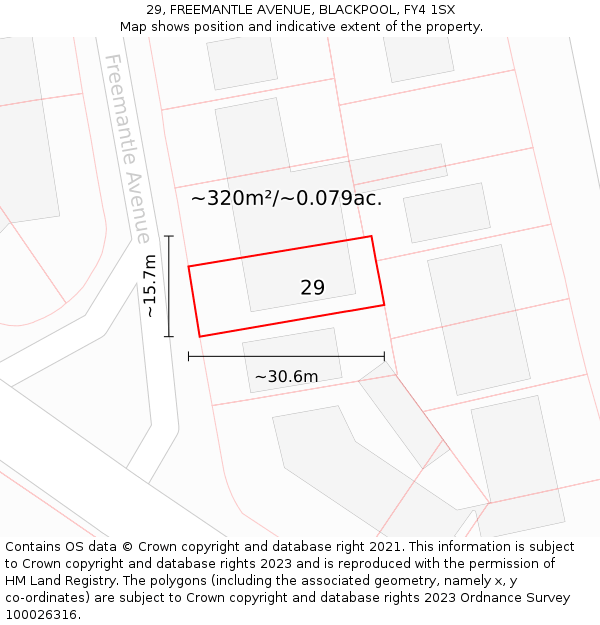 29, FREEMANTLE AVENUE, BLACKPOOL, FY4 1SX: Plot and title map