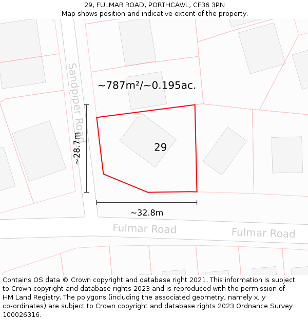 29, FULMAR ROAD, PORTHCAWL, CF36 3PN: Plot and title map