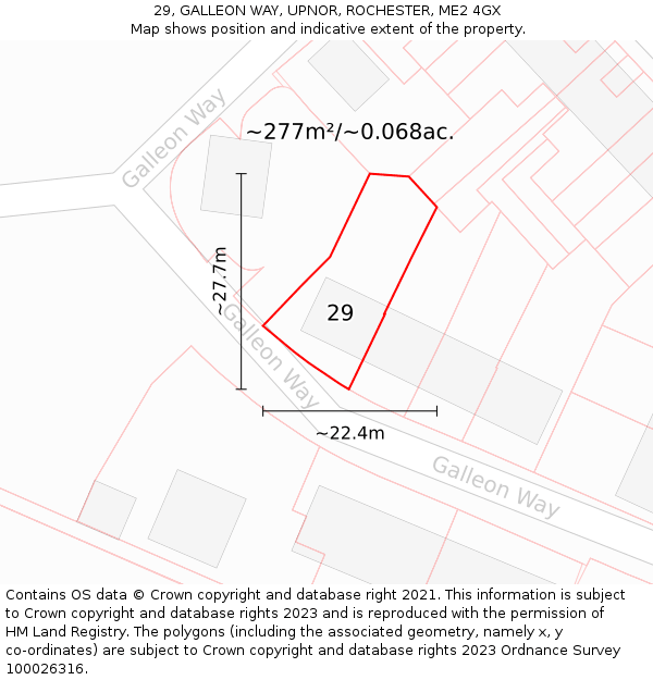 29, GALLEON WAY, UPNOR, ROCHESTER, ME2 4GX: Plot and title map