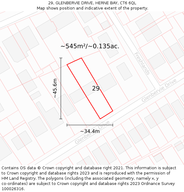 29, GLENBERVIE DRIVE, HERNE BAY, CT6 6QL: Plot and title map