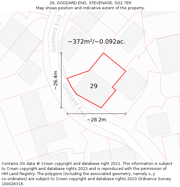 29, GODDARD END, STEVENAGE, SG2 7ER: Plot and title map