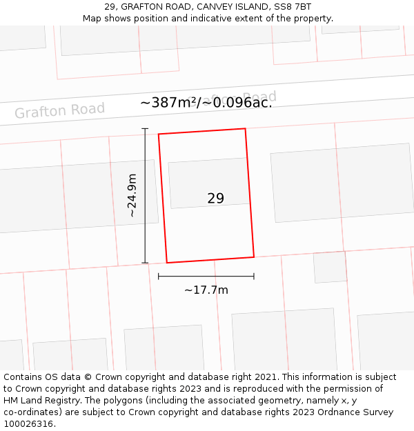 29, GRAFTON ROAD, CANVEY ISLAND, SS8 7BT: Plot and title map