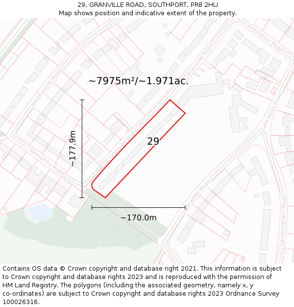 29, GRANVILLE ROAD, SOUTHPORT, PR8 2HU: Plot and title map