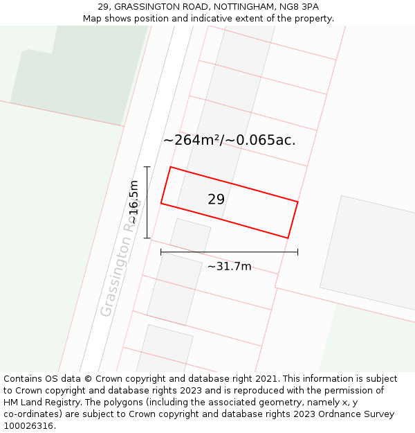 29, GRASSINGTON ROAD, NOTTINGHAM, NG8 3PA: Plot and title map