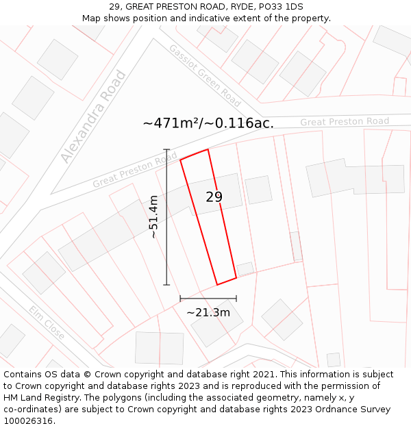 29, GREAT PRESTON ROAD, RYDE, PO33 1DS: Plot and title map