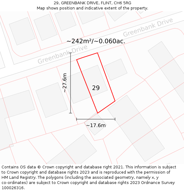 29, GREENBANK DRIVE, FLINT, CH6 5RG: Plot and title map