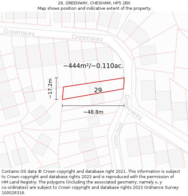 29, GREENWAY, CHESHAM, HP5 2BX: Plot and title map