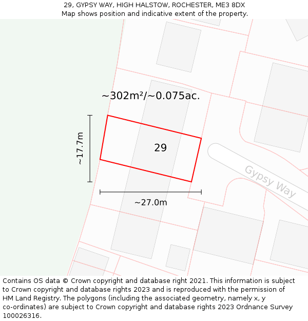 29, GYPSY WAY, HIGH HALSTOW, ROCHESTER, ME3 8DX: Plot and title map