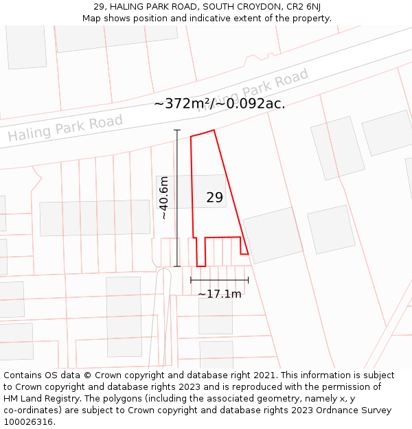 29, HALING PARK ROAD, SOUTH CROYDON, CR2 6NJ: Plot and title map