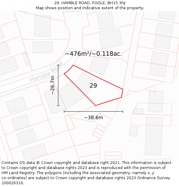 29, HAMBLE ROAD, POOLE, BH15 3NJ: Plot and title map