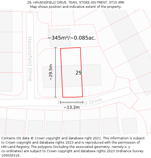 29, HAVENSFIELD DRIVE, TEAN, STOKE-ON-TRENT, ST10 4RR: Plot and title map