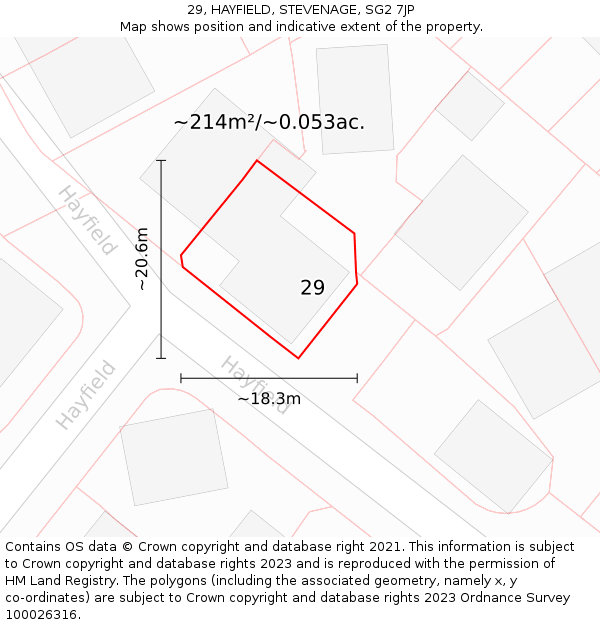 29, HAYFIELD, STEVENAGE, SG2 7JP: Plot and title map