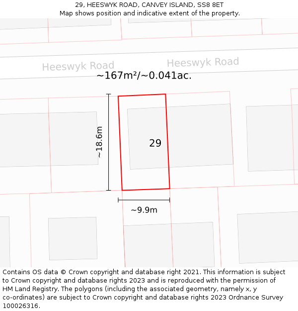 29, HEESWYK ROAD, CANVEY ISLAND, SS8 8ET: Plot and title map