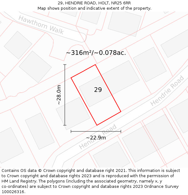 29, HENDRIE ROAD, HOLT, NR25 6RR: Plot and title map