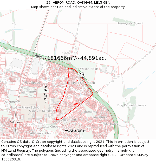 29, HERON ROAD, OAKHAM, LE15 6BN: Plot and title map