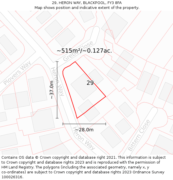 29, HERON WAY, BLACKPOOL, FY3 8FA: Plot and title map