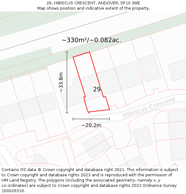 29, HIBISCUS CRESCENT, ANDOVER, SP10 3WE: Plot and title map