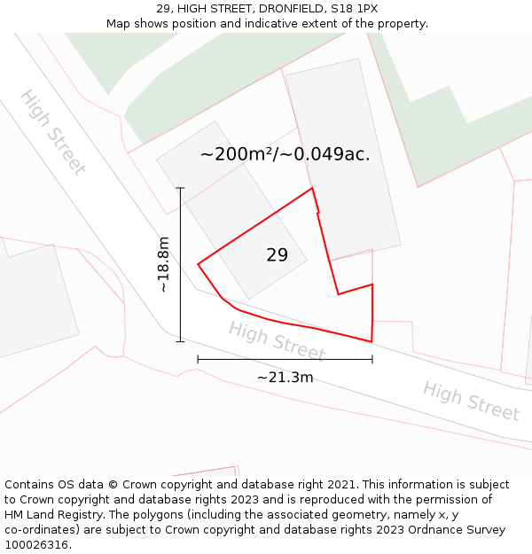 29, HIGH STREET, DRONFIELD, S18 1PX: Plot and title map