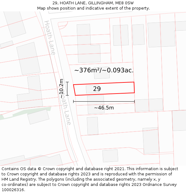 29, HOATH LANE, GILLINGHAM, ME8 0SW: Plot and title map