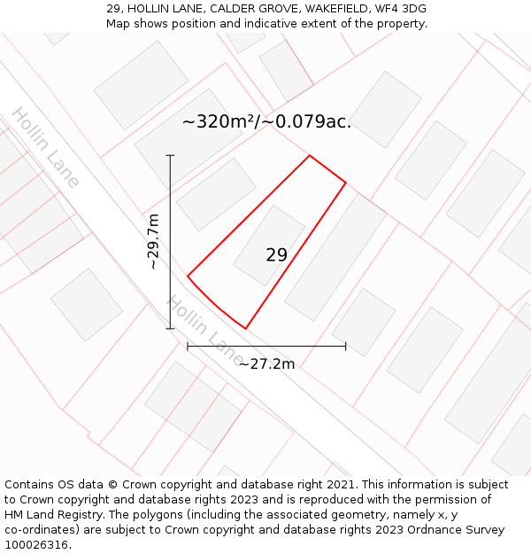 29, HOLLIN LANE, CALDER GROVE, WAKEFIELD, WF4 3DG: Plot and title map