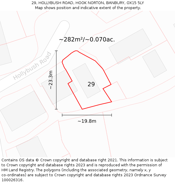 29, HOLLYBUSH ROAD, HOOK NORTON, BANBURY, OX15 5LY: Plot and title map