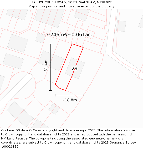 29, HOLLYBUSH ROAD, NORTH WALSHAM, NR28 9XT: Plot and title map