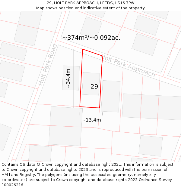 29, HOLT PARK APPROACH, LEEDS, LS16 7PW: Plot and title map