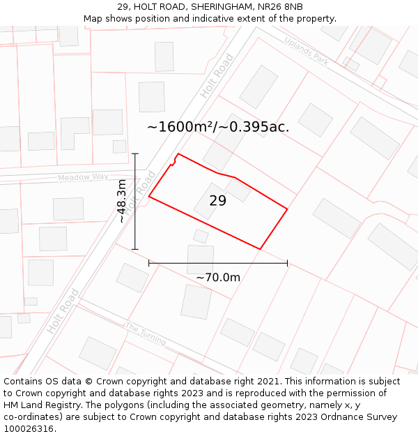 29, HOLT ROAD, SHERINGHAM, NR26 8NB: Plot and title map