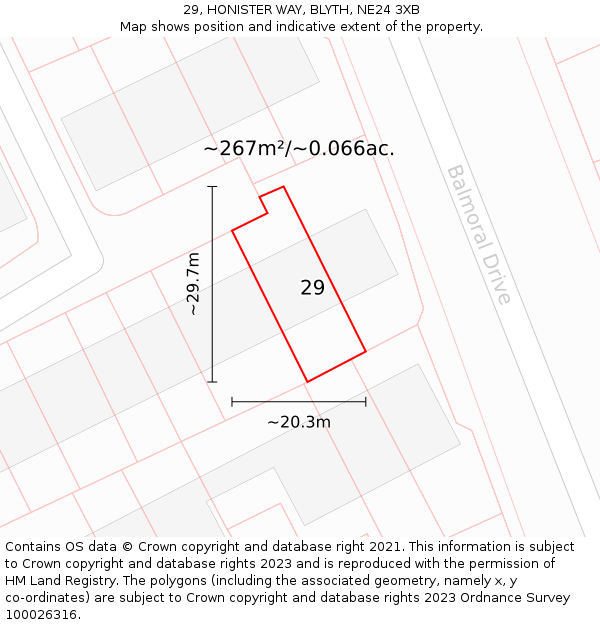 29, HONISTER WAY, BLYTH, NE24 3XB: Plot and title map