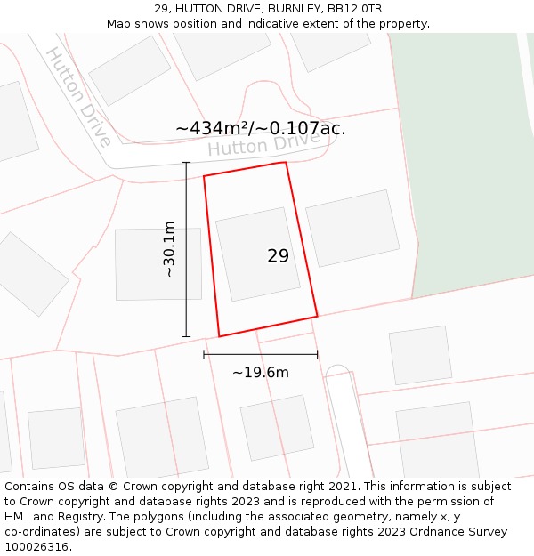 29, HUTTON DRIVE, BURNLEY, BB12 0TR: Plot and title map
