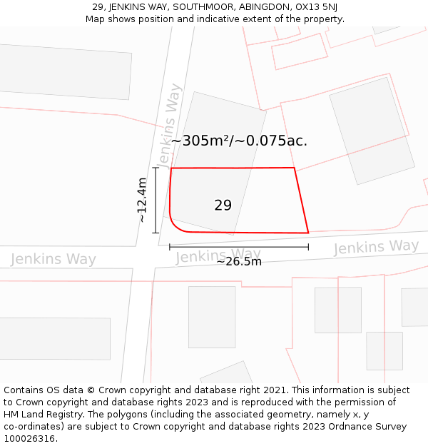 29, JENKINS WAY, SOUTHMOOR, ABINGDON, OX13 5NJ: Plot and title map