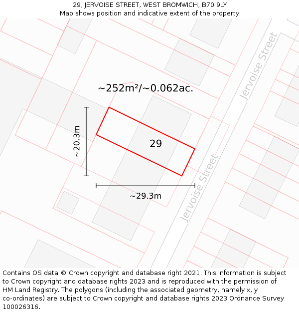29, JERVOISE STREET, WEST BROMWICH, B70 9LY: Plot and title map