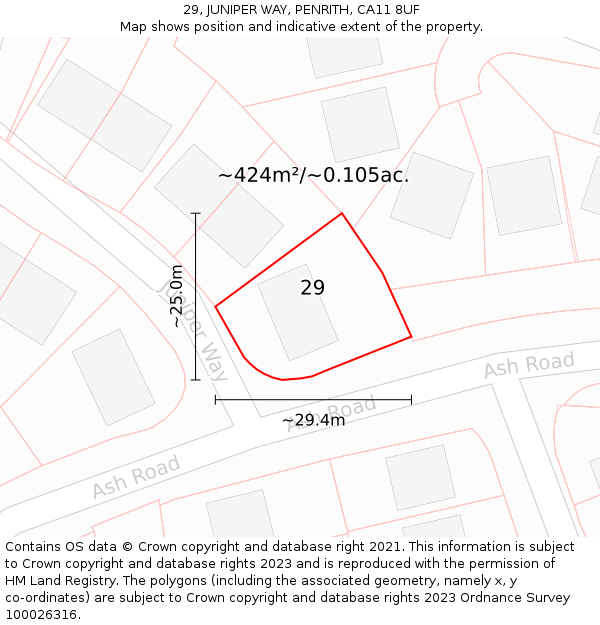 29, JUNIPER WAY, PENRITH, CA11 8UF: Plot and title map