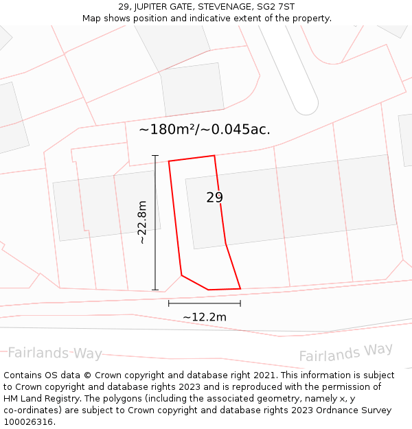 29, JUPITER GATE, STEVENAGE, SG2 7ST: Plot and title map