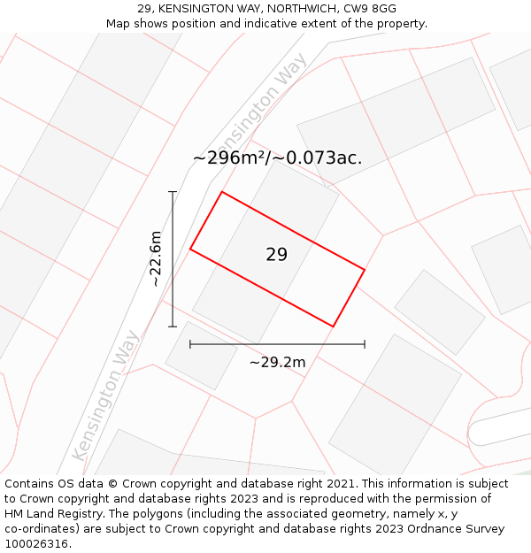 29, KENSINGTON WAY, NORTHWICH, CW9 8GG: Plot and title map