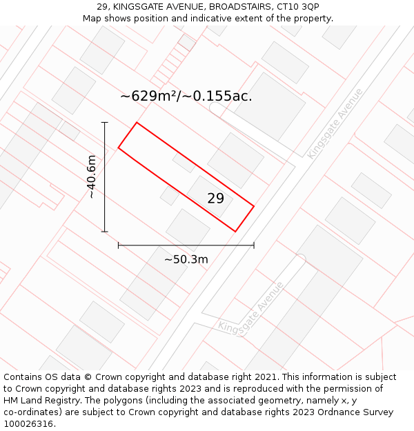 29, KINGSGATE AVENUE, BROADSTAIRS, CT10 3QP: Plot and title map