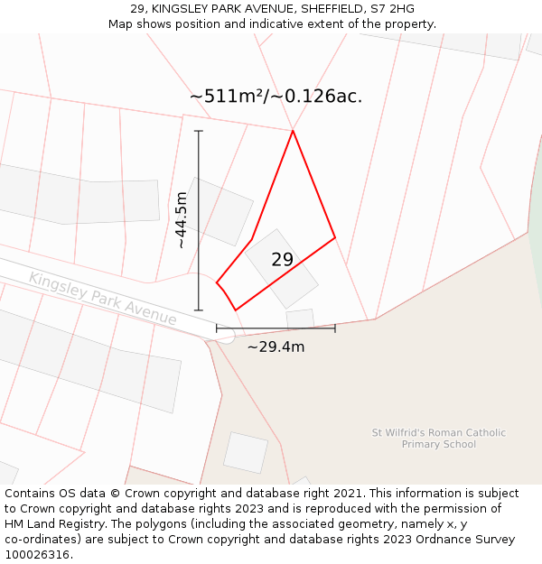 29, KINGSLEY PARK AVENUE, SHEFFIELD, S7 2HG: Plot and title map