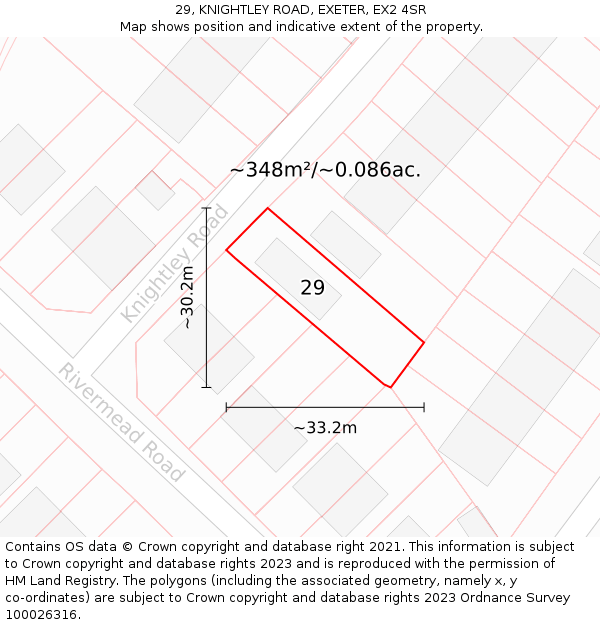 29, KNIGHTLEY ROAD, EXETER, EX2 4SR: Plot and title map