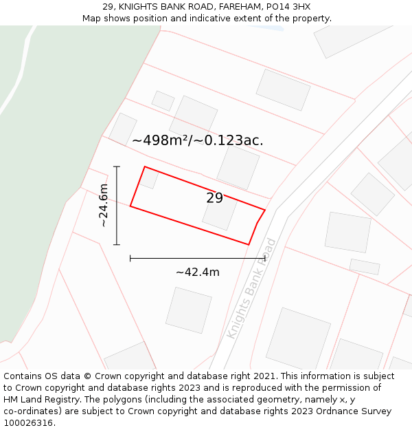 29, KNIGHTS BANK ROAD, FAREHAM, PO14 3HX: Plot and title map