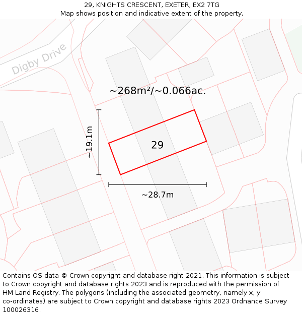 29, KNIGHTS CRESCENT, EXETER, EX2 7TG: Plot and title map