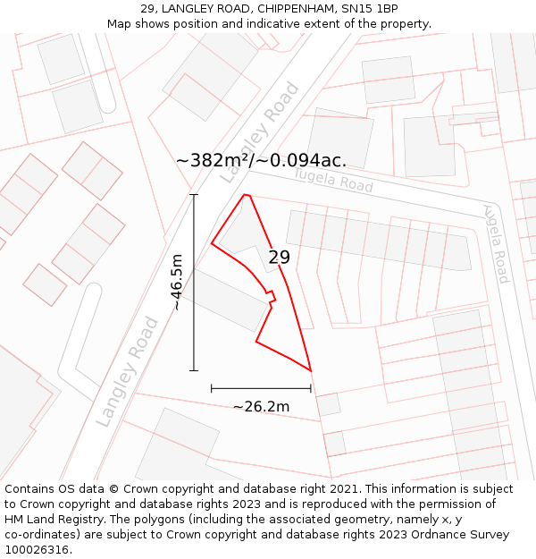 29, LANGLEY ROAD, CHIPPENHAM, SN15 1BP: Plot and title map