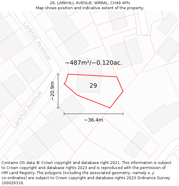 29, LARKHILL AVENUE, WIRRAL, CH49 4PN: Plot and title map