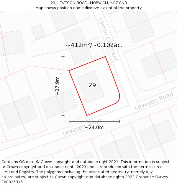 29, LEVESON ROAD, NORWICH, NR7 8NR: Plot and title map