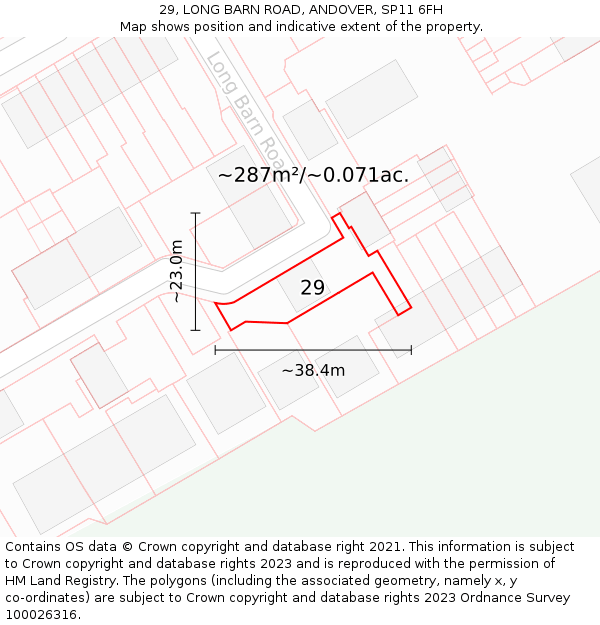 29, LONG BARN ROAD, ANDOVER, SP11 6FH: Plot and title map