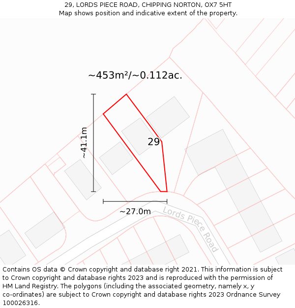 29, LORDS PIECE ROAD, CHIPPING NORTON, OX7 5HT: Plot and title map